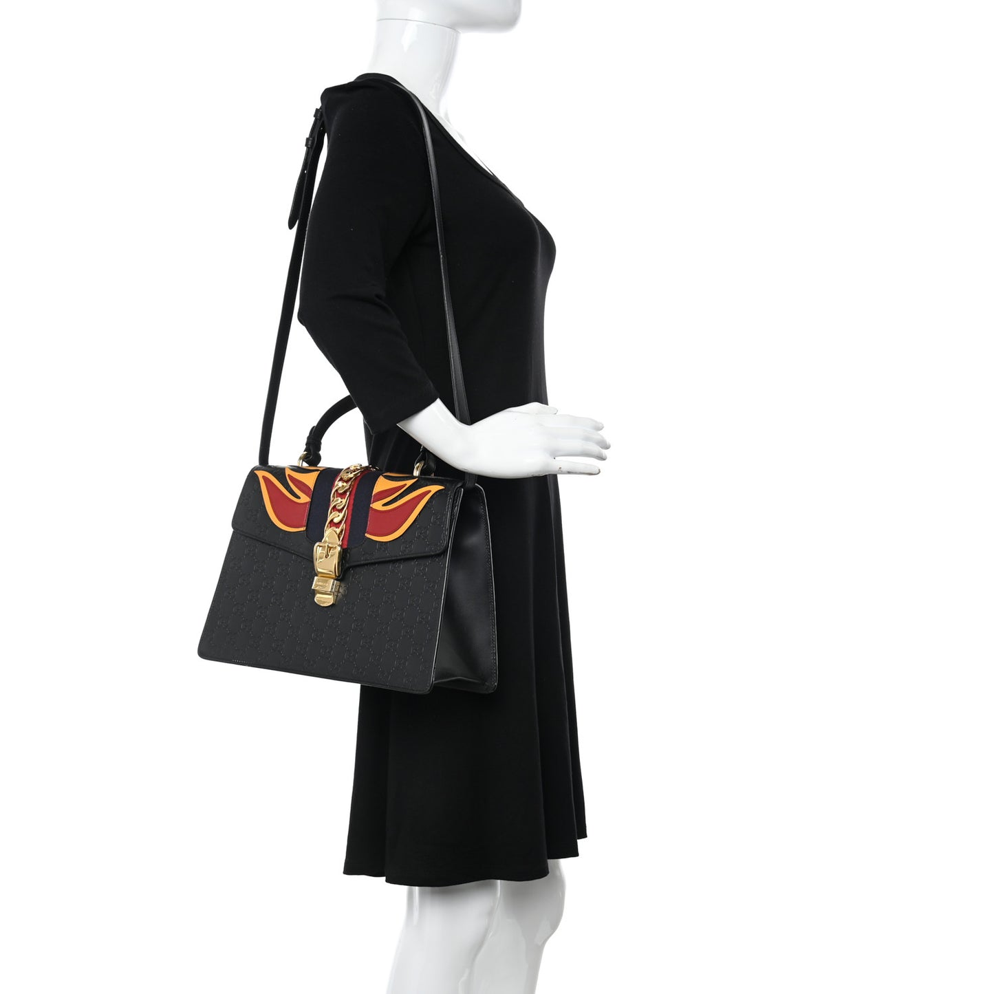 Guccissima Signature Medium Sylvie Top Handle Bag Black