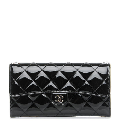 Chanel Patent Calfskin Quilted Large Flap Wallet Black 1 of 9