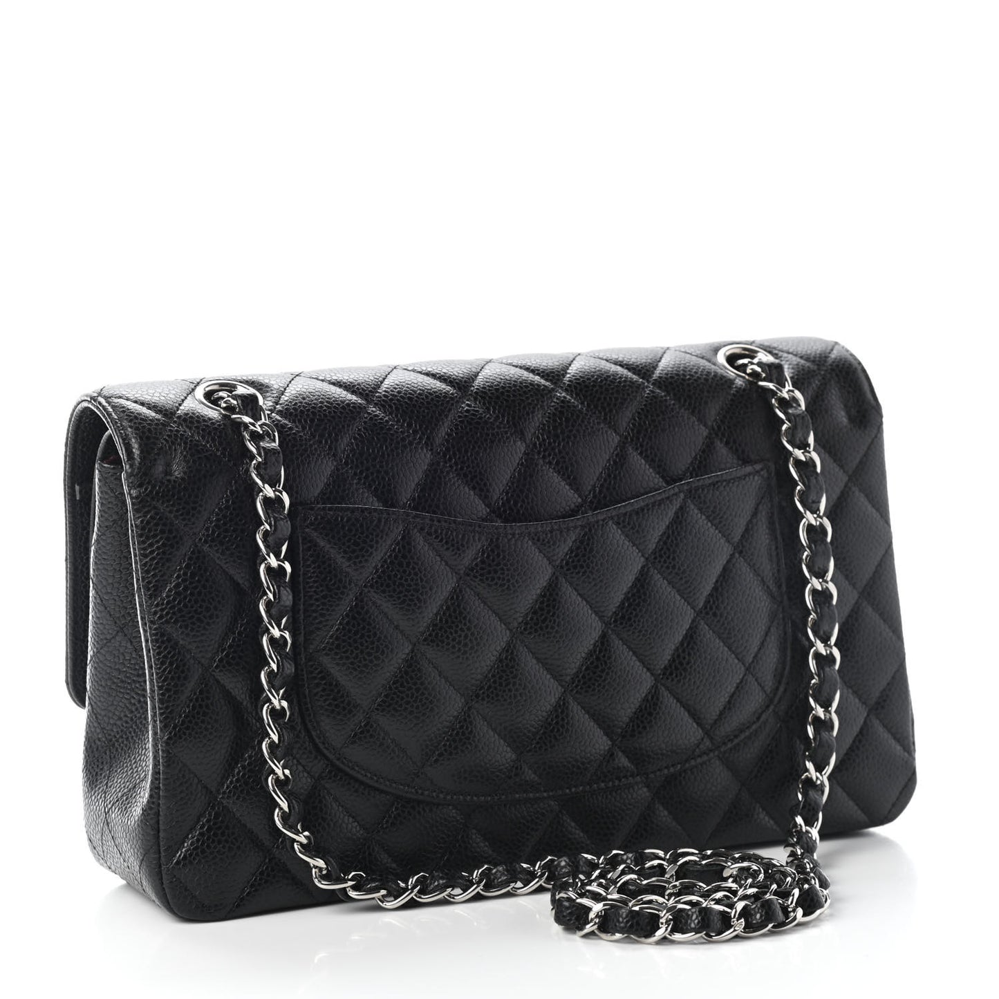 Caviar Quilted Medium Double Flap Black
