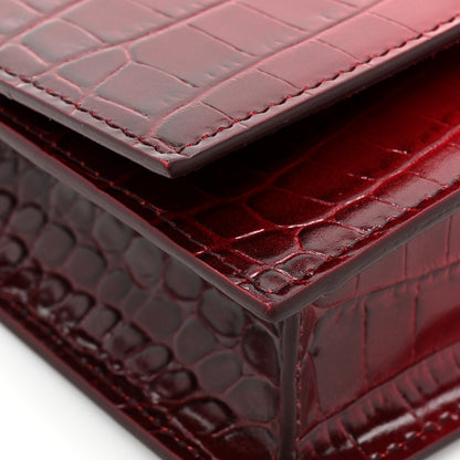 Alexander McQueen Calfskin Crocodile Embossed Skull Mini Crossbody Bag Red 9 of 12