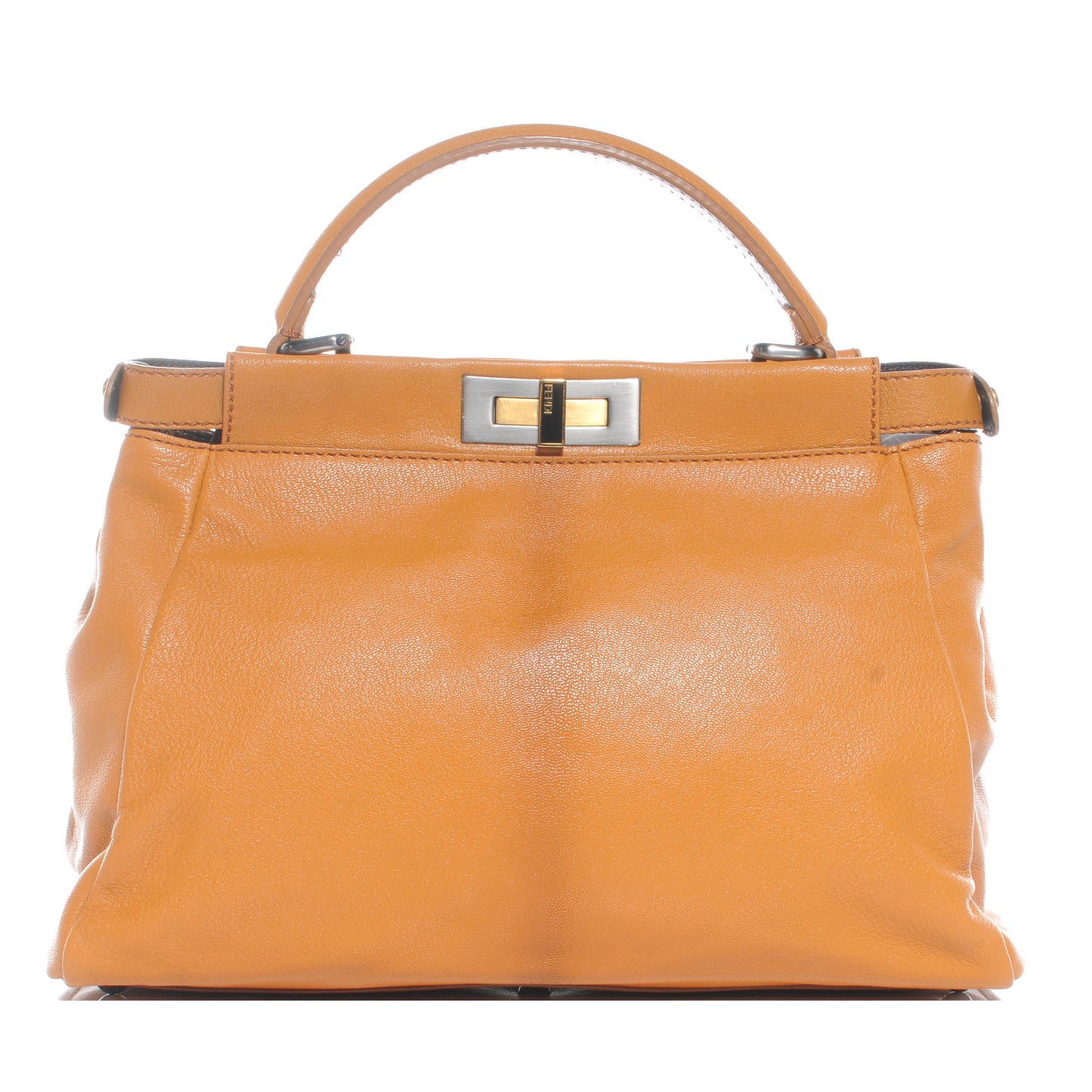 Goatskin Elaphe Large Peekaboo Iconic Satchel Ocra Bosco