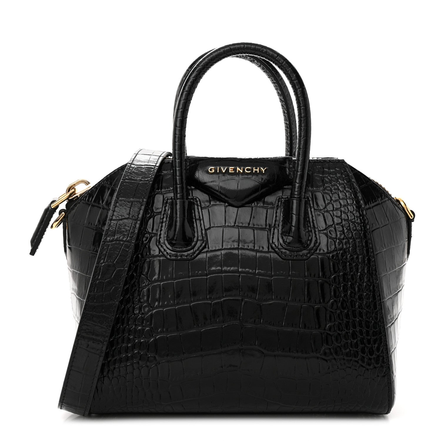 Givenchy Calfskin Crocodile Embossed Mini Antigona Black 1 of 10