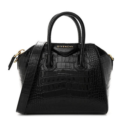 Givenchy Calfskin Crocodile Embossed Mini Antigona Black 1 of 10