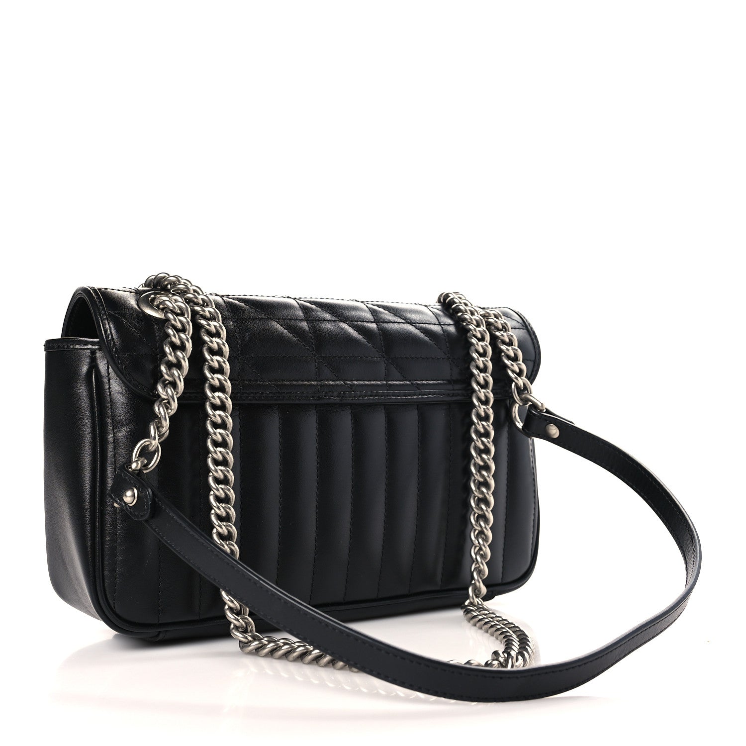 Gucci Calfskin Matelasse Aria Small GG Marmont Shoulder Bag Black 3 of 8