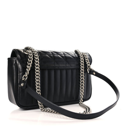 Gucci Calfskin Matelasse Aria Small GG Marmont Shoulder Bag Black 3 of 8