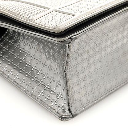 Christian Dior Metallic Patent Micro-Cannage Small Diorama Flap Bag Silver 8 of 10