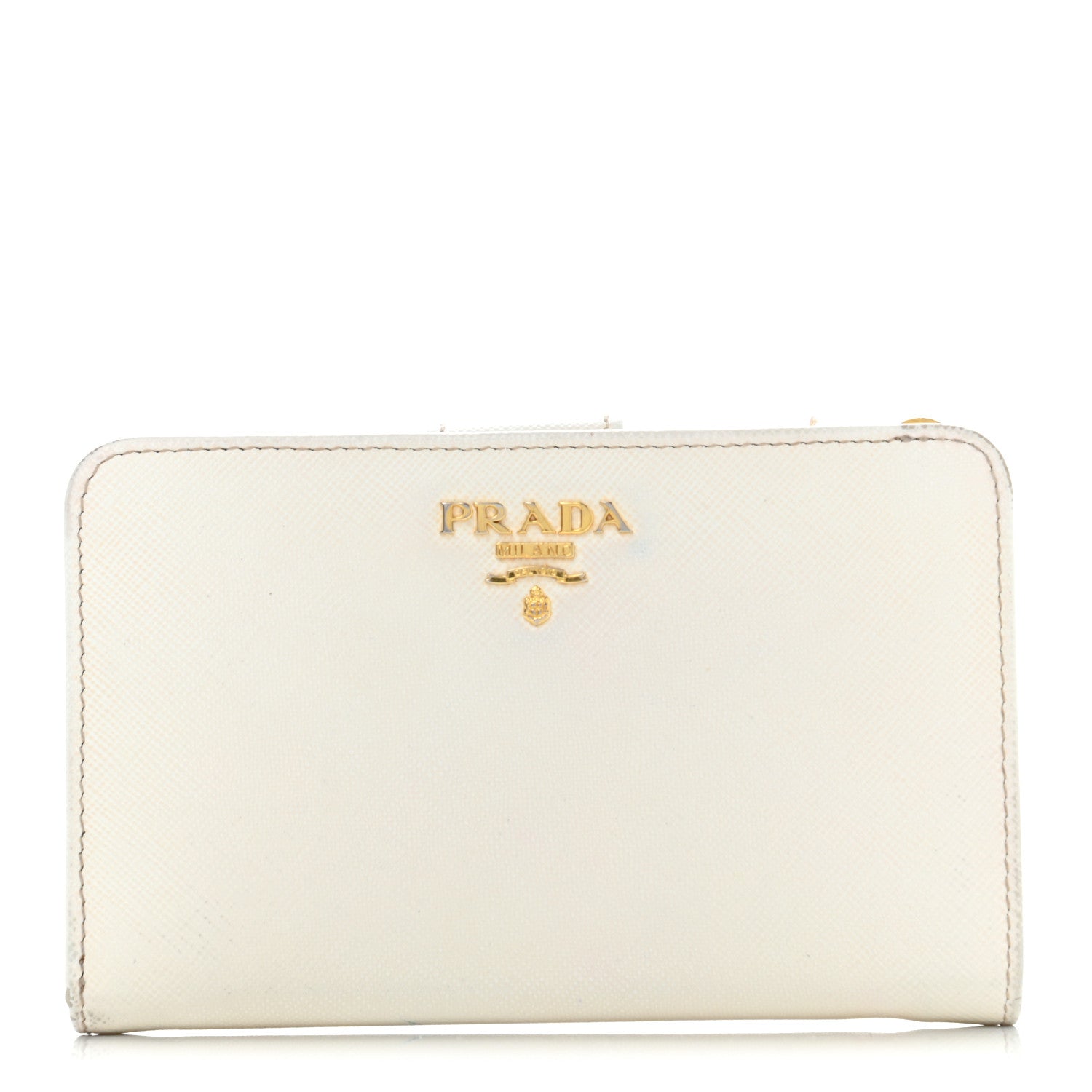 Prada Saffiano Metal Compact Wallet Talco 1 of 24