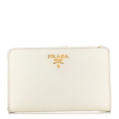 Prada Saffiano Metal Compact Wallet Talco 1 of 24
