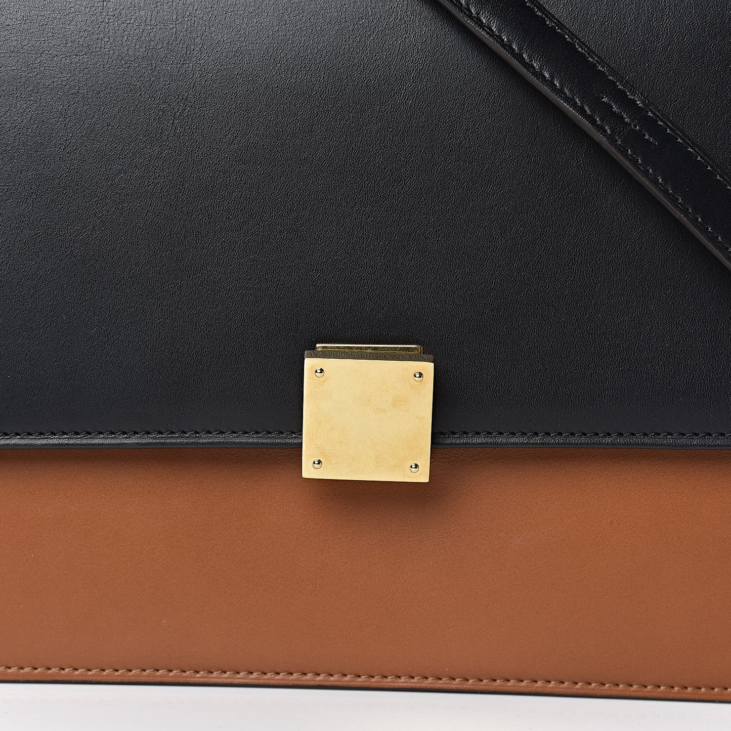 Smooth Calfskin Bi-Color Large Case Camel