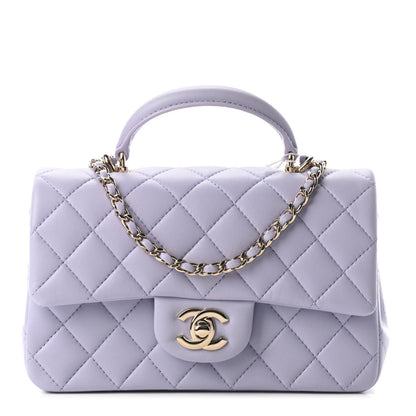 Chanel Lambskin Quilted Mini Top Handle Rectangular Flap Light Purple 1 of 8