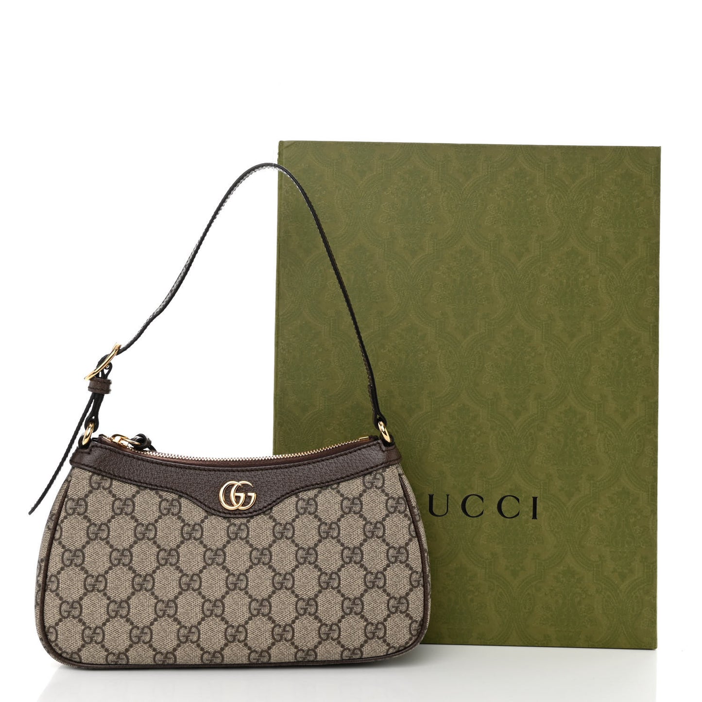 GG Supreme Monogram Textured Dollar Calfskin Small Ophidia Hobo Beige Ebony New Acero