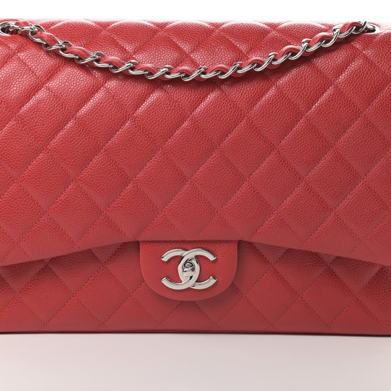 Chanel Caviar Quilted Maxi Double Flap Red 8 of 13