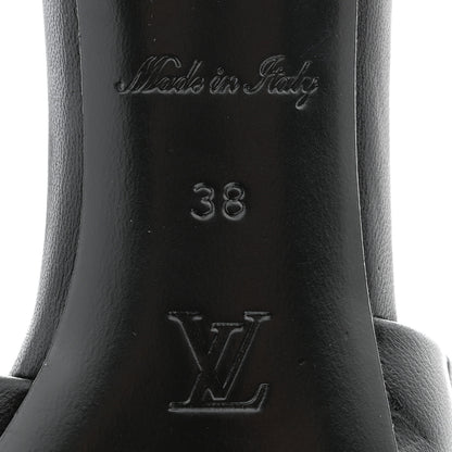 Louis Vuitton Lambskin Embossed Monogram Revival Mid Heel Mules 38 Black 6 of 11