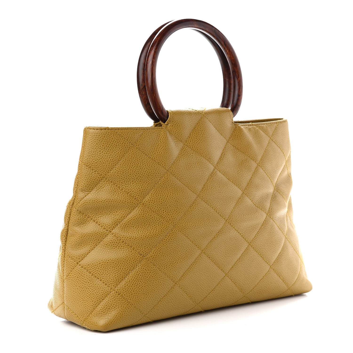 Chanel Caviar CC Wood Handle Tote Beige 3 of 11