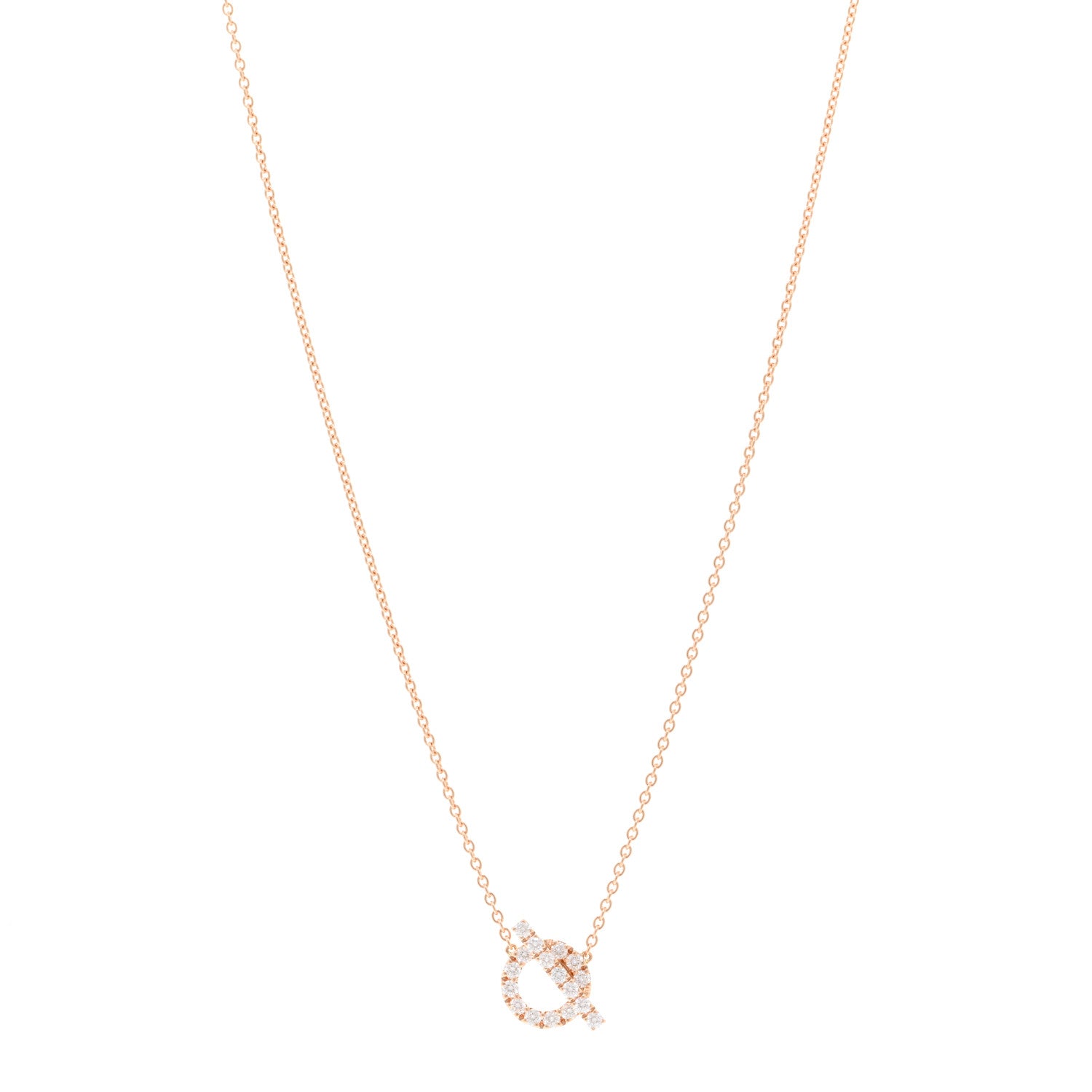 Hermes 18K Rose Gold Diamond Finesse Pendant Necklace 1 of 6