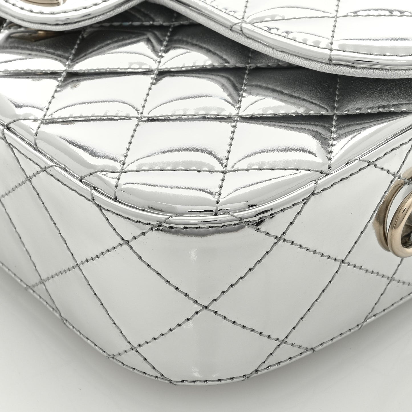 Mirror Calfskin Metallic Calfskin Medium Hollywood Boulevard Flap With Star Coin Purse Silvery