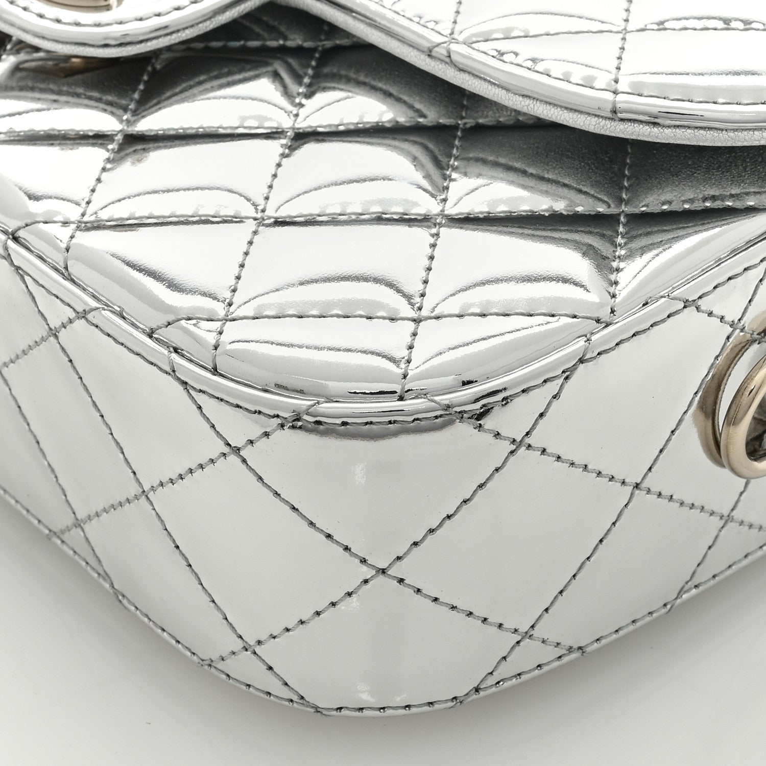 Chanel Mirror Calfskin Metallic Calfskin Medium Hollywood Boulevard Flap With Star Coin Purse Silvery 11 of 11