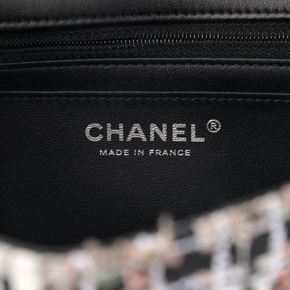 Chanel Tweed Quilted Mini Rectangular Flap White Black Multicolor 6 of 12