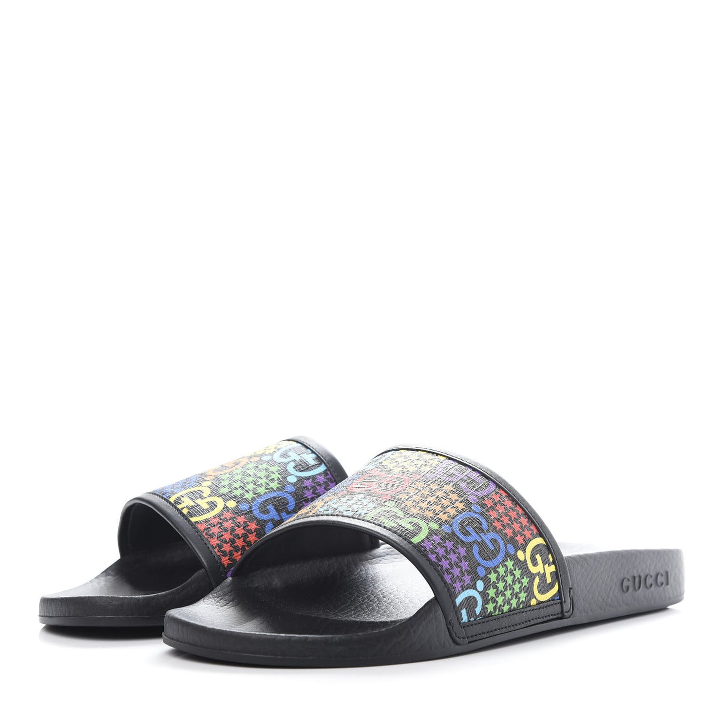 GG Supreme Monogram Psychedelic Slide Sandals 40 Black Multicolor