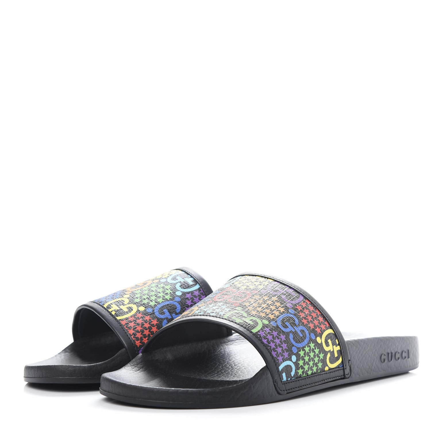 Gucci GG Supreme Monogram Psychedelic Slide Sandals 40 Black Multicolor 3 of 11