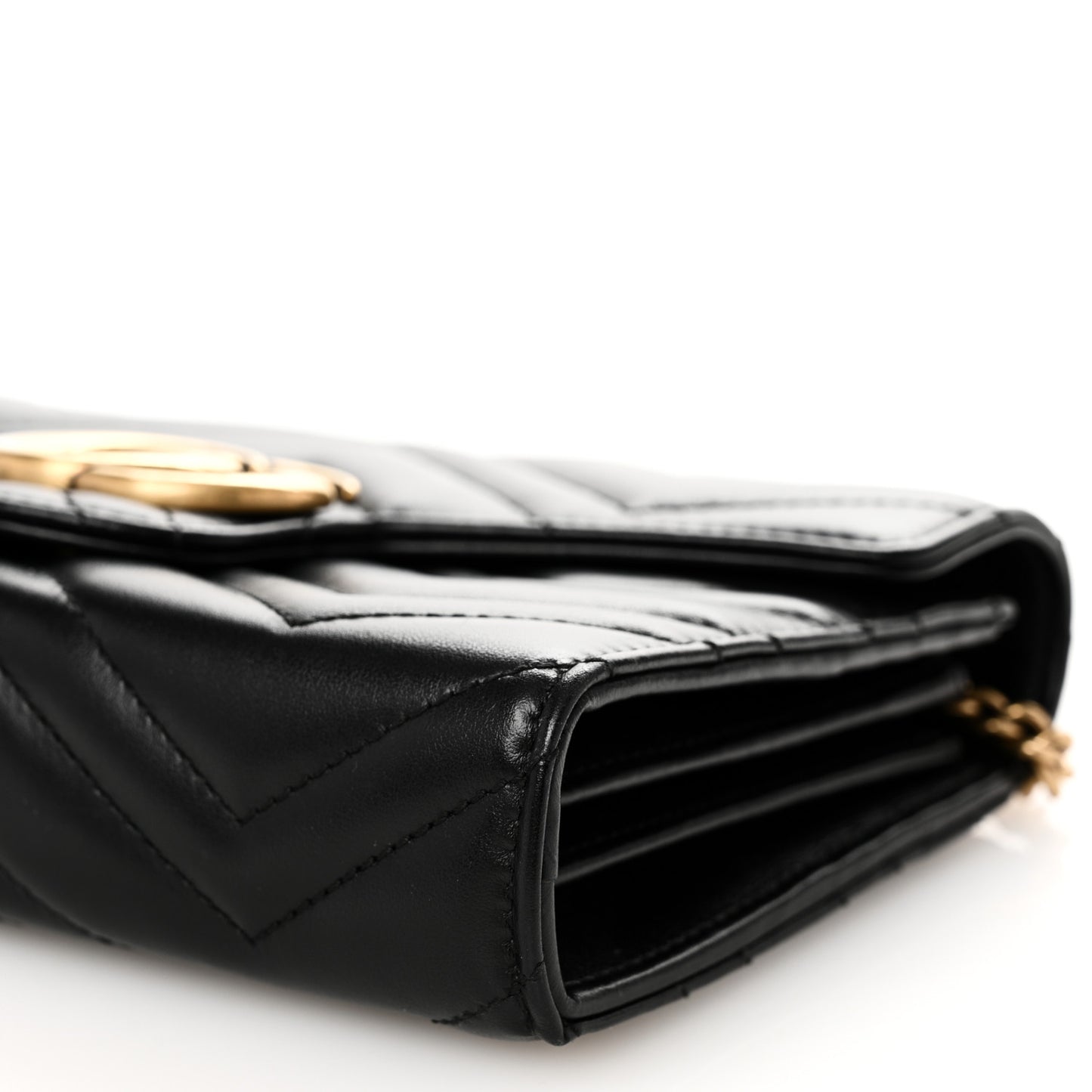 Calfskin Matelasse GG Marmont Chain Wallet Black