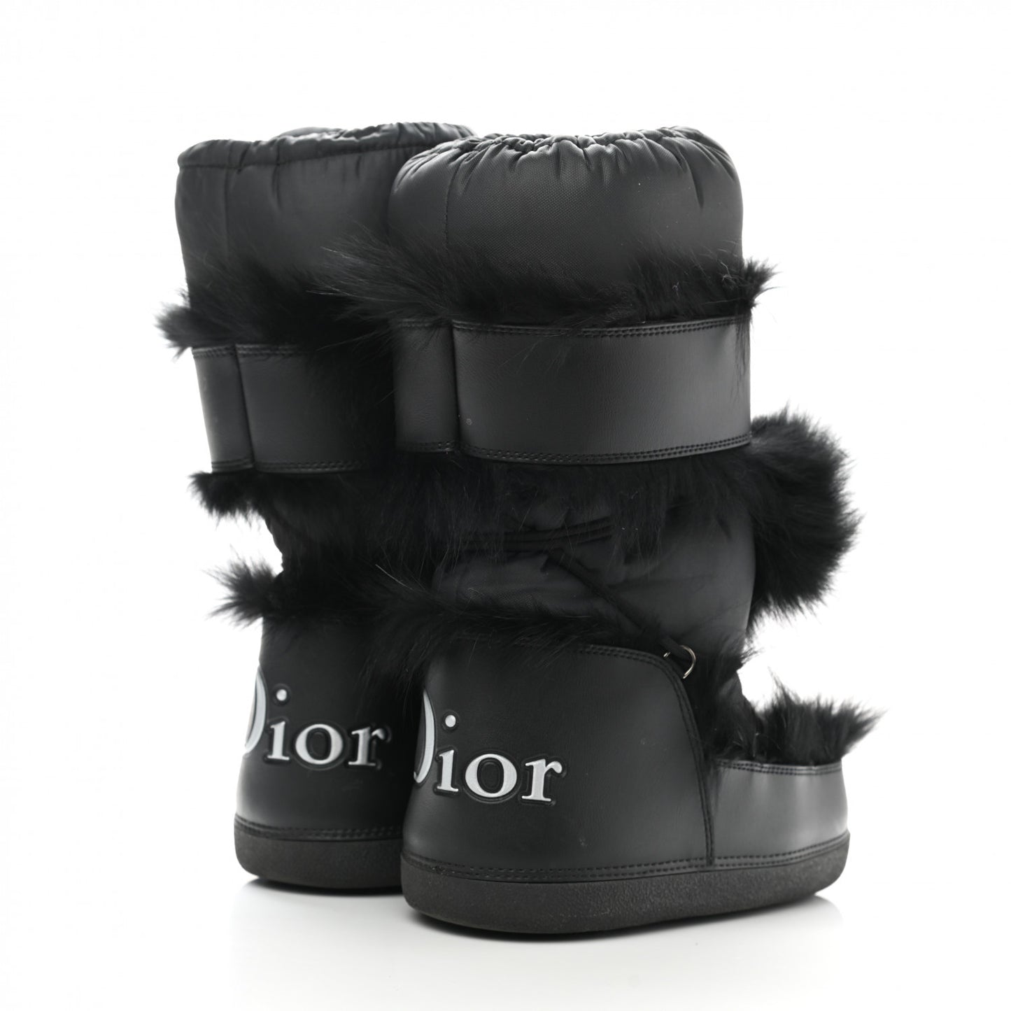 Canvas Calfskin Fur Womens Moon Boots 35-37 Black