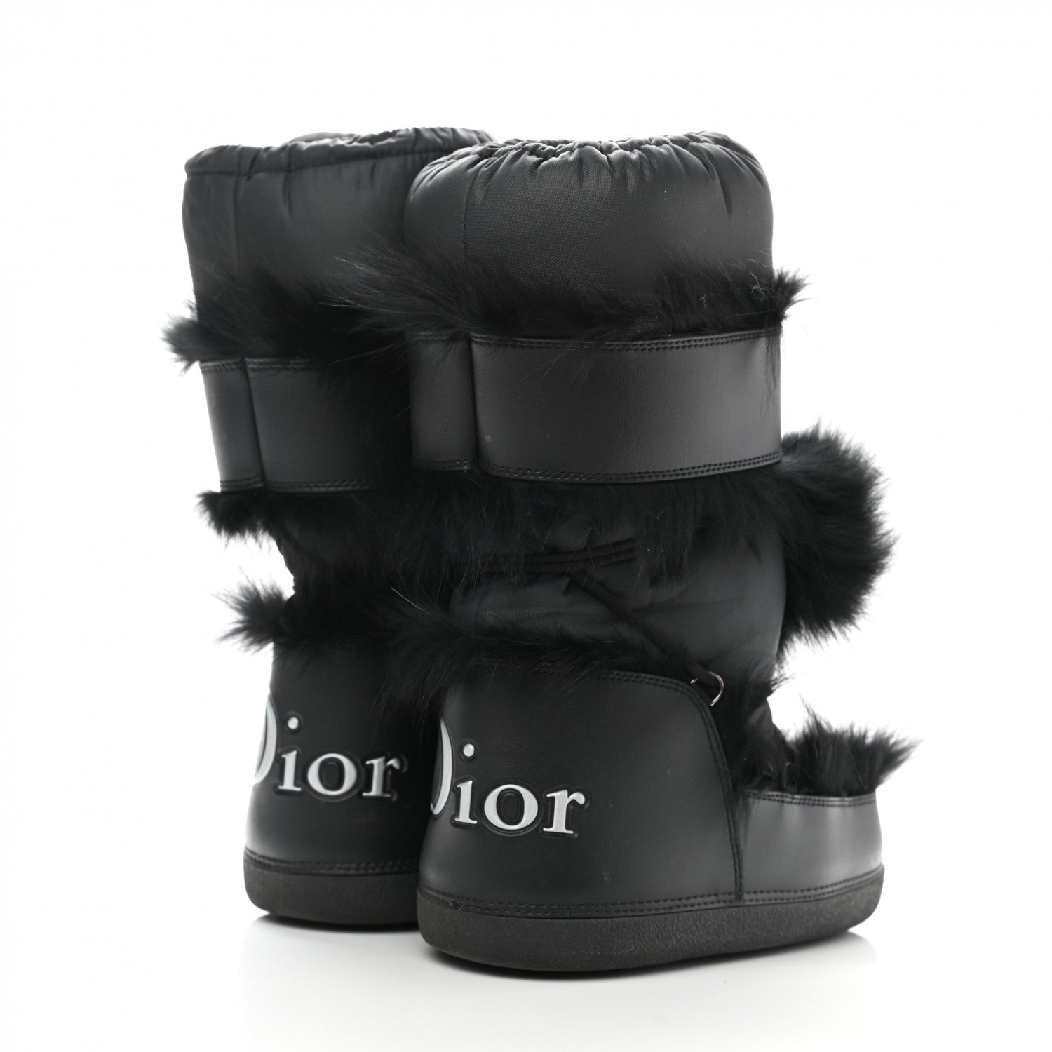 Christian Dior Canvas Calfskin Fur Womens Moon Boots 35-37 Black 4 of 10