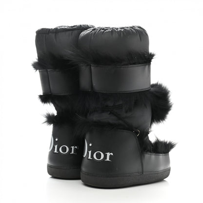 Christian Dior Canvas Calfskin Fur Womens Moon Boots 35-37 Black 4 of 10