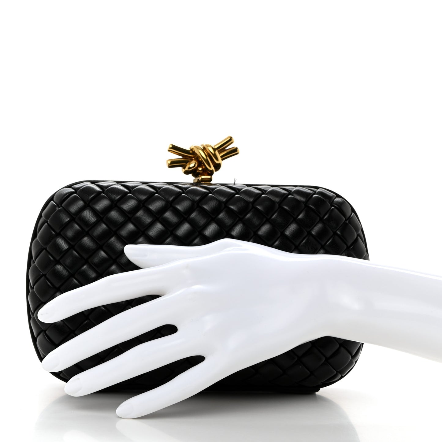 Nappa Intrecciato Knot Clutch Black