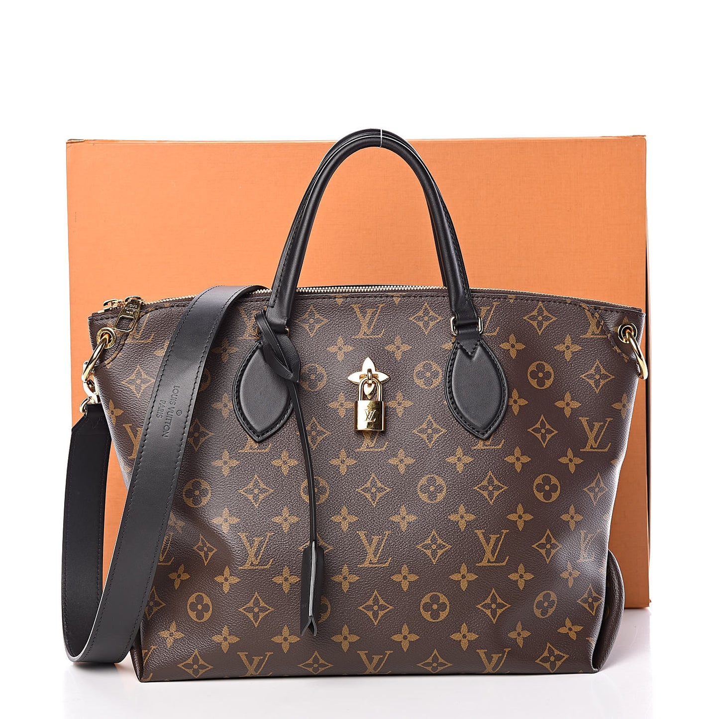 Monogram Flower Zipped Tote MM Black