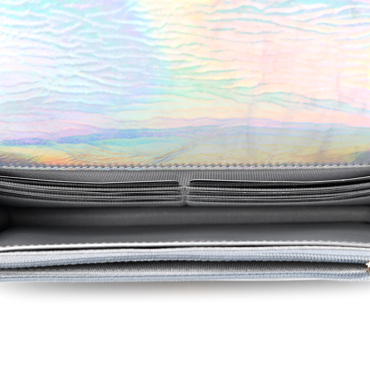 Chanel Iridescent Goatskin Quilted Wallet On Chain WOC Silver 4 of 4