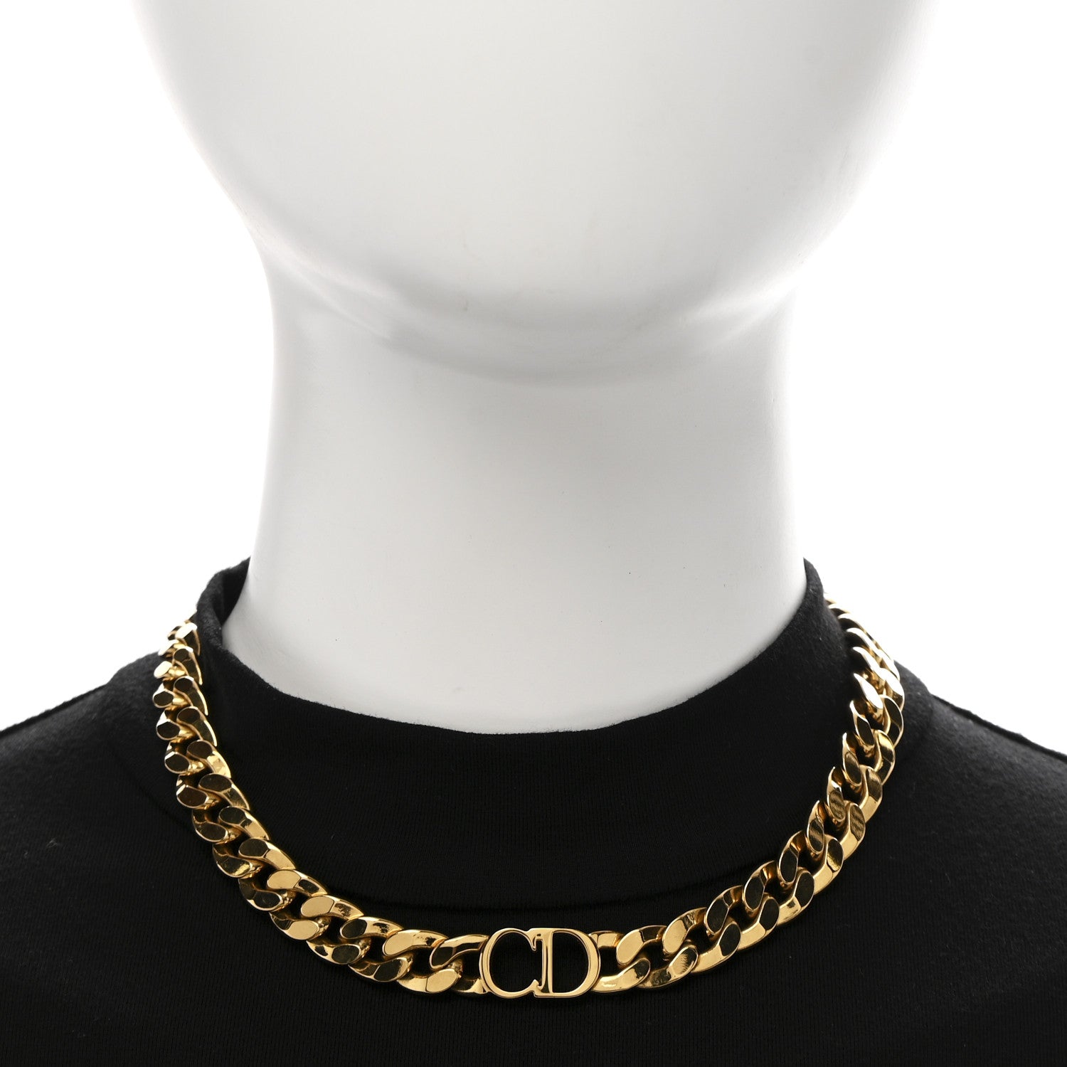 Christian Dior Metal CD Choker Necklace Gold 2 of 7