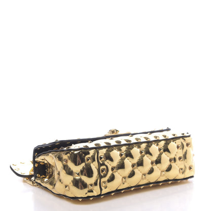 Valentino Garavani Metallic Patent Small Rockstud Spike Shoulder Bag Gold 4 of 11