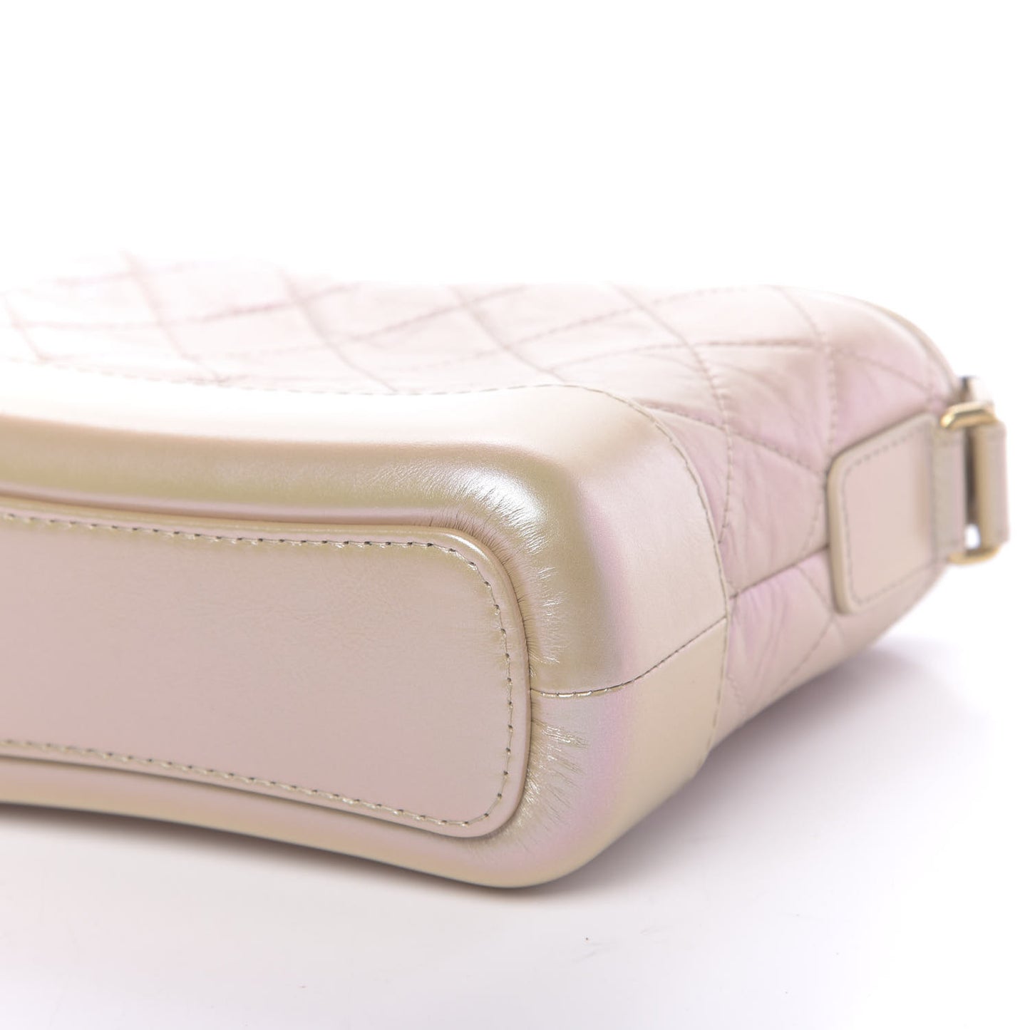 Iridescent Aged Calfskin Quilted Small Gabrielle Hobo Light Pink
