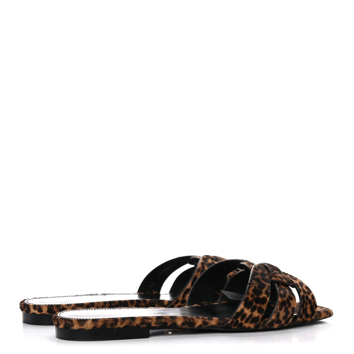 Calfskin Leopard Print Tribute 05 Slide Sandals 37 Manto Natural
