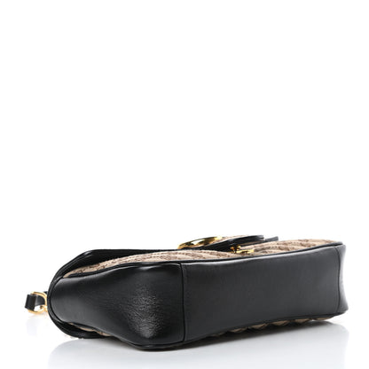 Gucci Monogram Matelasse Diagonal Small GG Marmont Shoulder Bag Beige Black 4 of 11