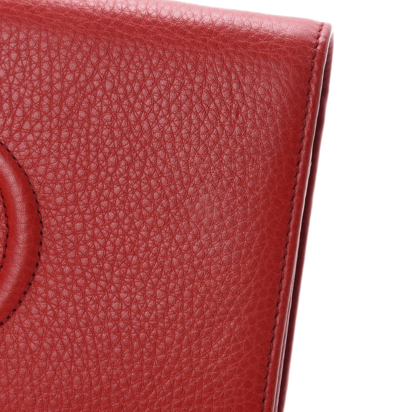Pebbled Calfskin Soho Wallet on Chain Tabasco Red