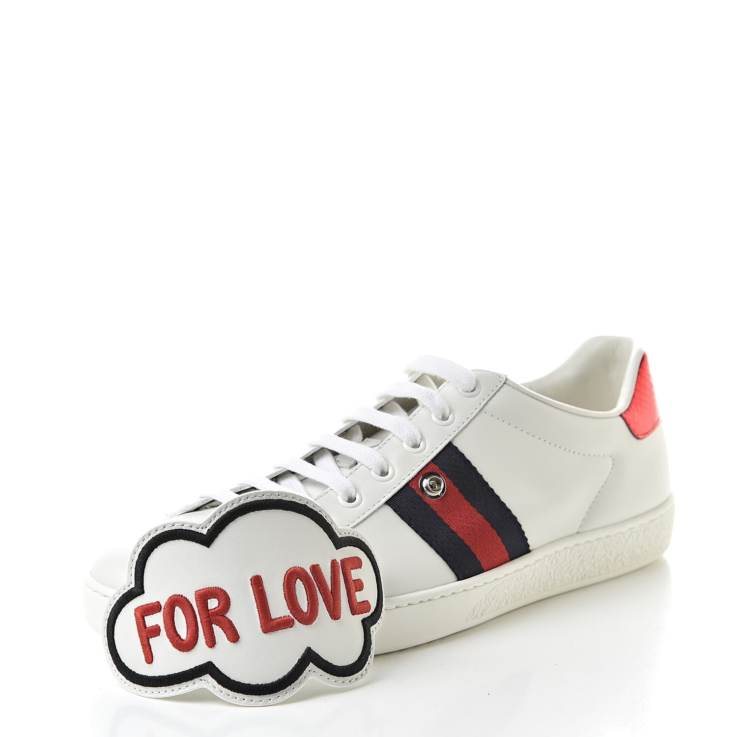 Gucci Calfskin Ayers Web Blind for Love Embroidered Womens Ace Sneakers 40.5 White 8 of 9