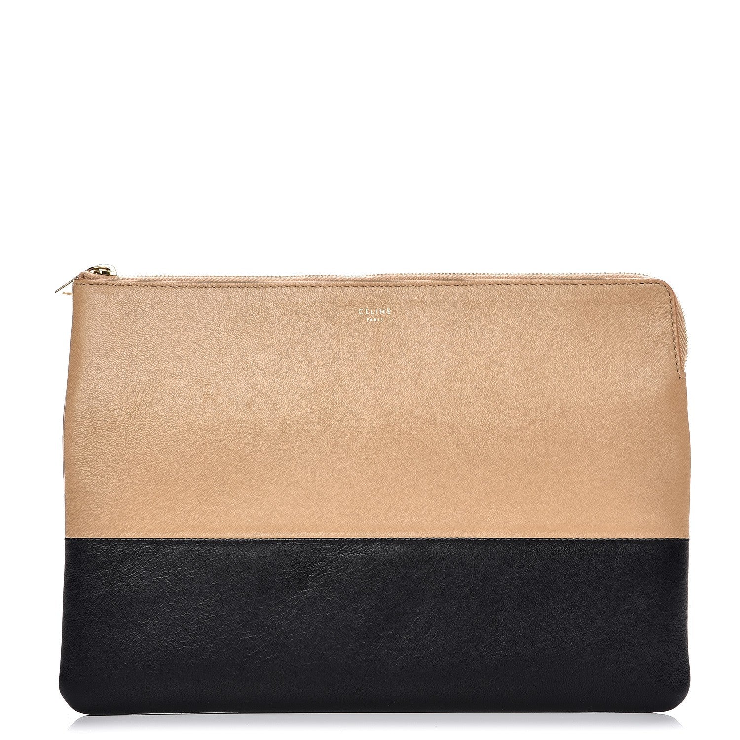 Celine Lambskin Bi-Color Solo Clutch Pouch Nude 1 of 8