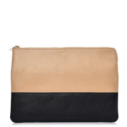 Celine Lambskin Bi-Color Solo Clutch Pouch Nude 1 of 8