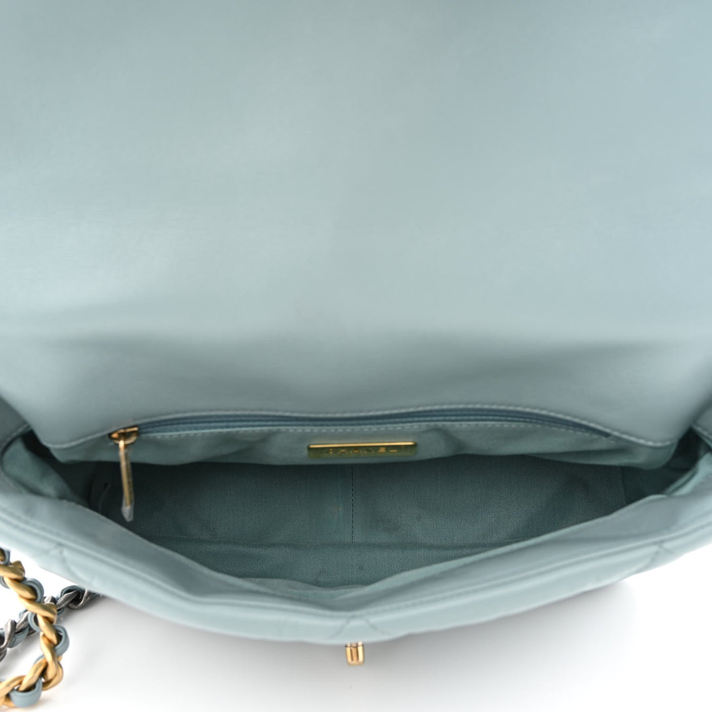 Lambskin Quilted Large Chanel 19 Flap Light Blue