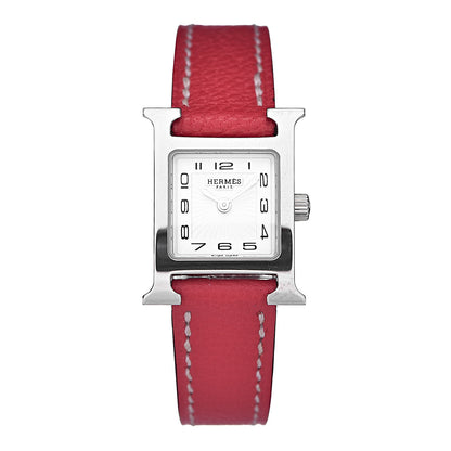 Hermes Stainless Steel Chevre Mysore 17.2mm Heure H Hour Quartz Watch Bougainvillea 1 of 10