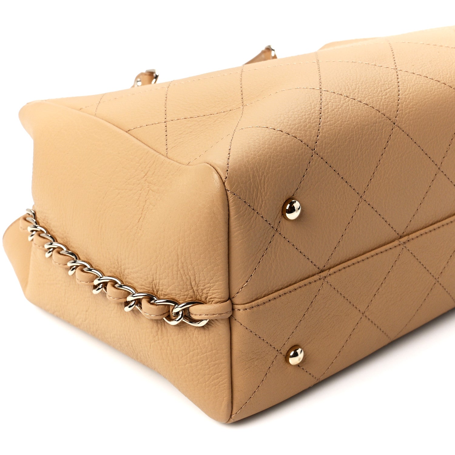 Chanel Bullskin Stitched Medium Shopping Bag Beige 10 of 11