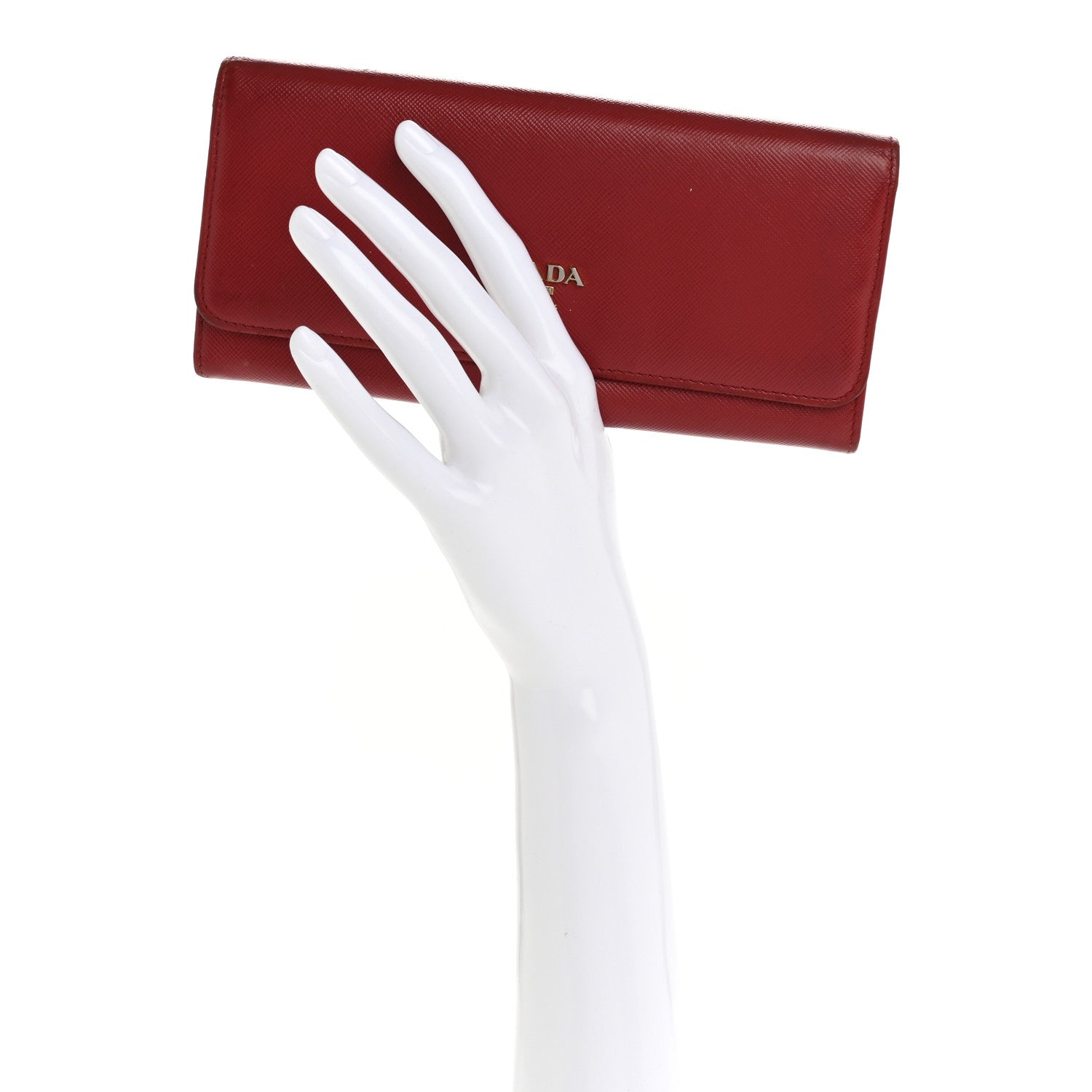 Prada Saffiano Metal Continental Flap Travel Wallet Fuoco 2 of 18