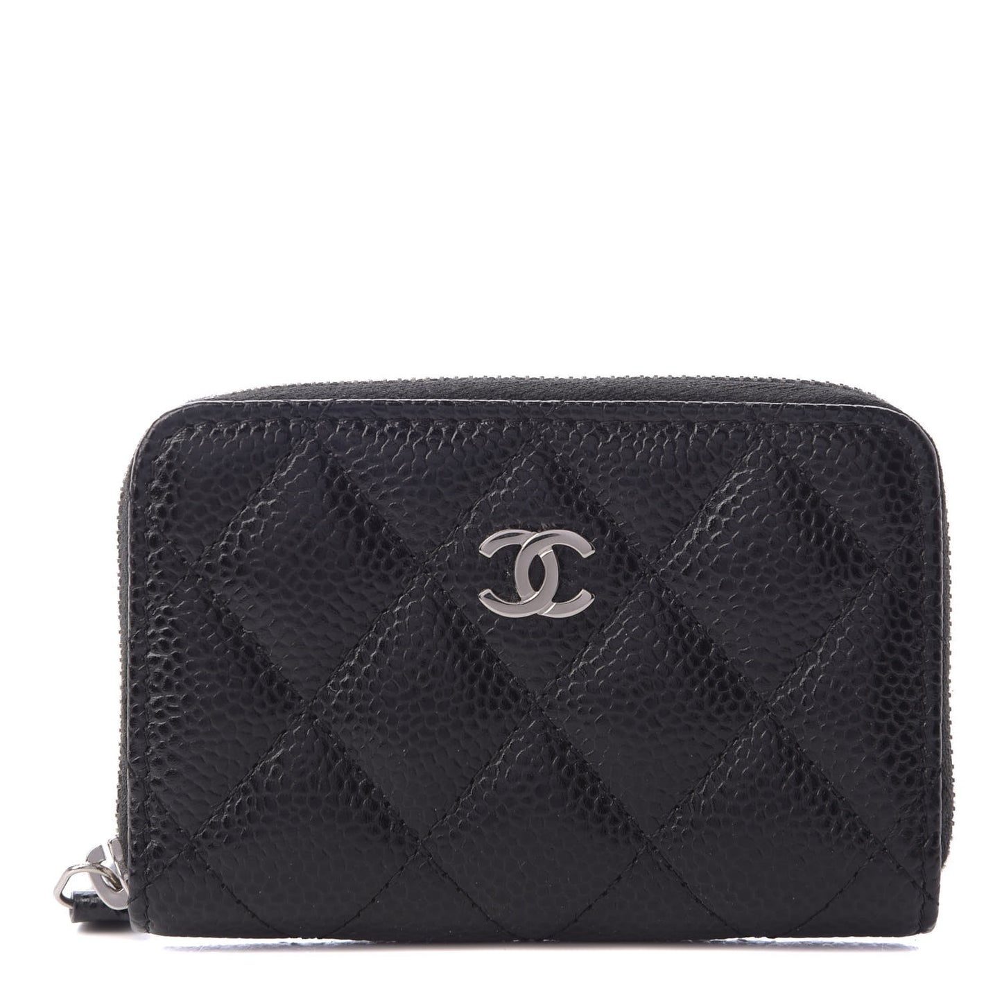 Caviar Quilted Zip Coin Purse Black