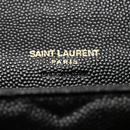 Saint Laurent Grain De Poudre Matelasse Chevron Small Monogram Envelope Wallet Black 5 of 6