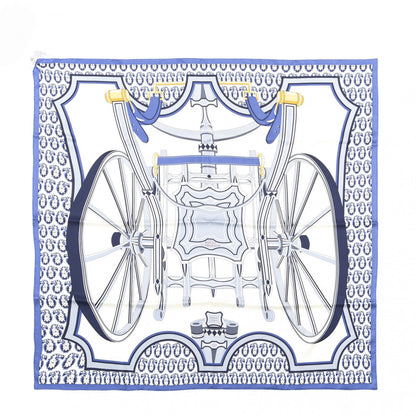 Hermes Silk Les Roues De Phaeton Scarf 90 Ivoire Bleu Gris Bleute 1 of 6
