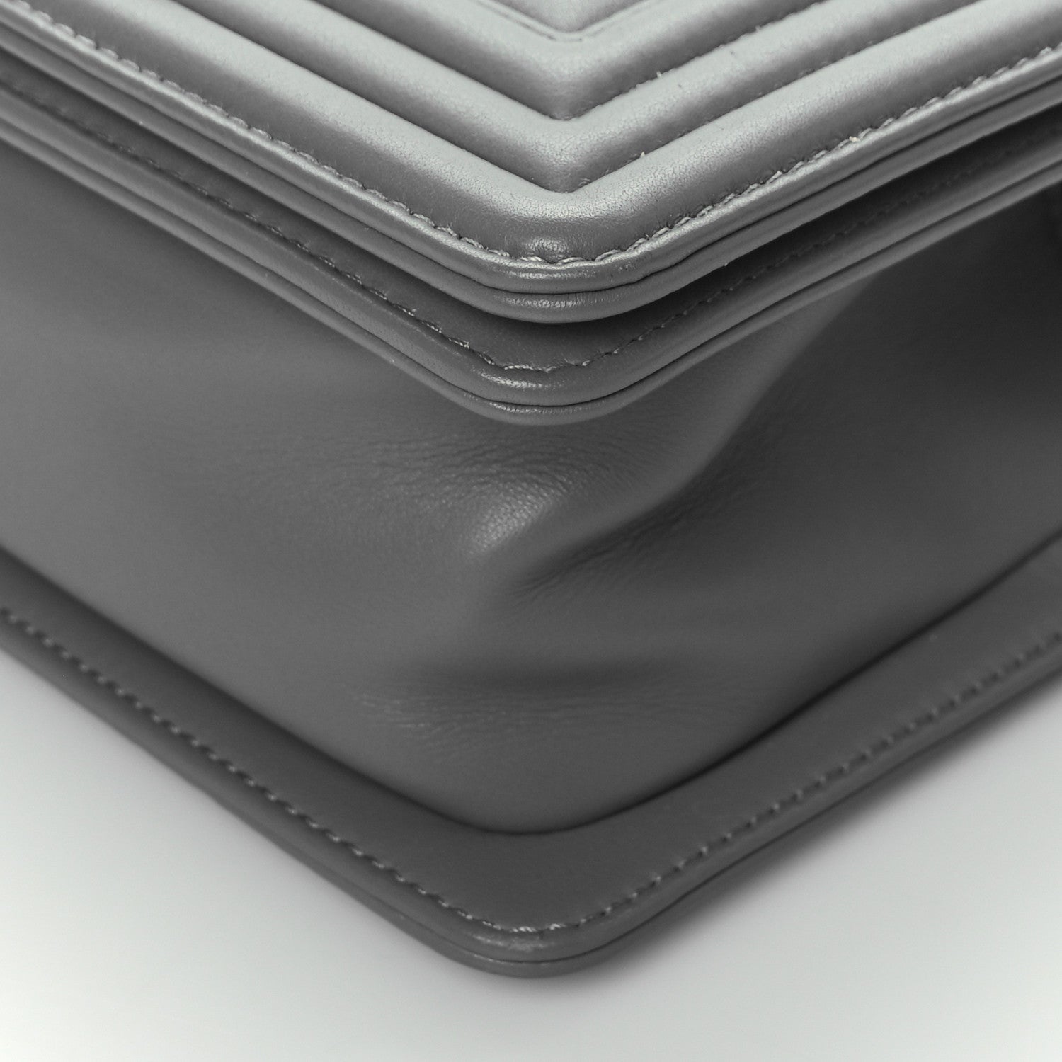 Chanel Calfskin Chevron Quilted Small Boy Flap Grey 10 of 11