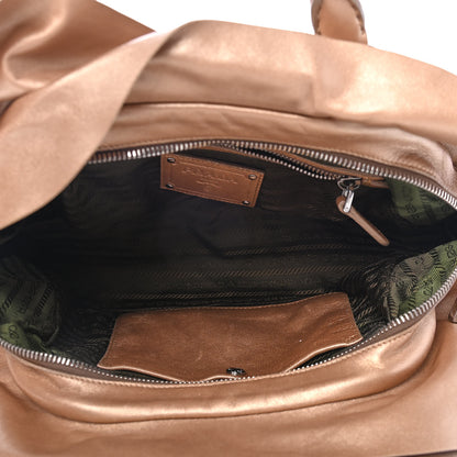 Prada Metallic Nappa Ruffle Bauletto Gold 4 of 4