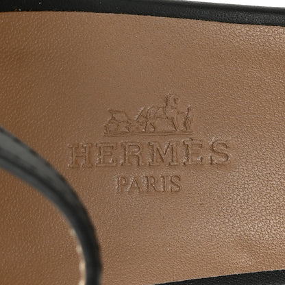 Hermes Calfskin Legend Wedge Sandals 38.5 Black 7 of 10